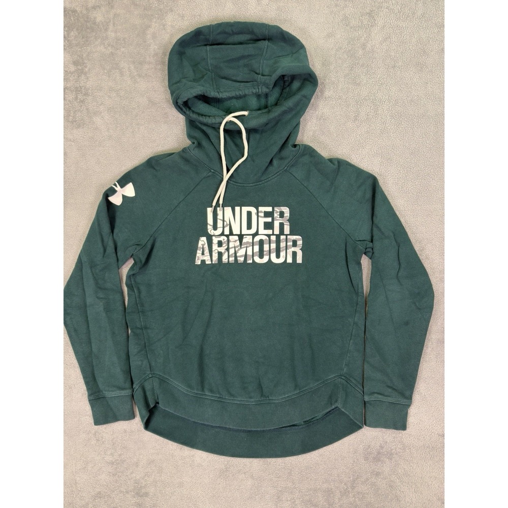 Under Armour Hoodie Womens Medium Green Cowl Neck Fleece Sweater Pullover